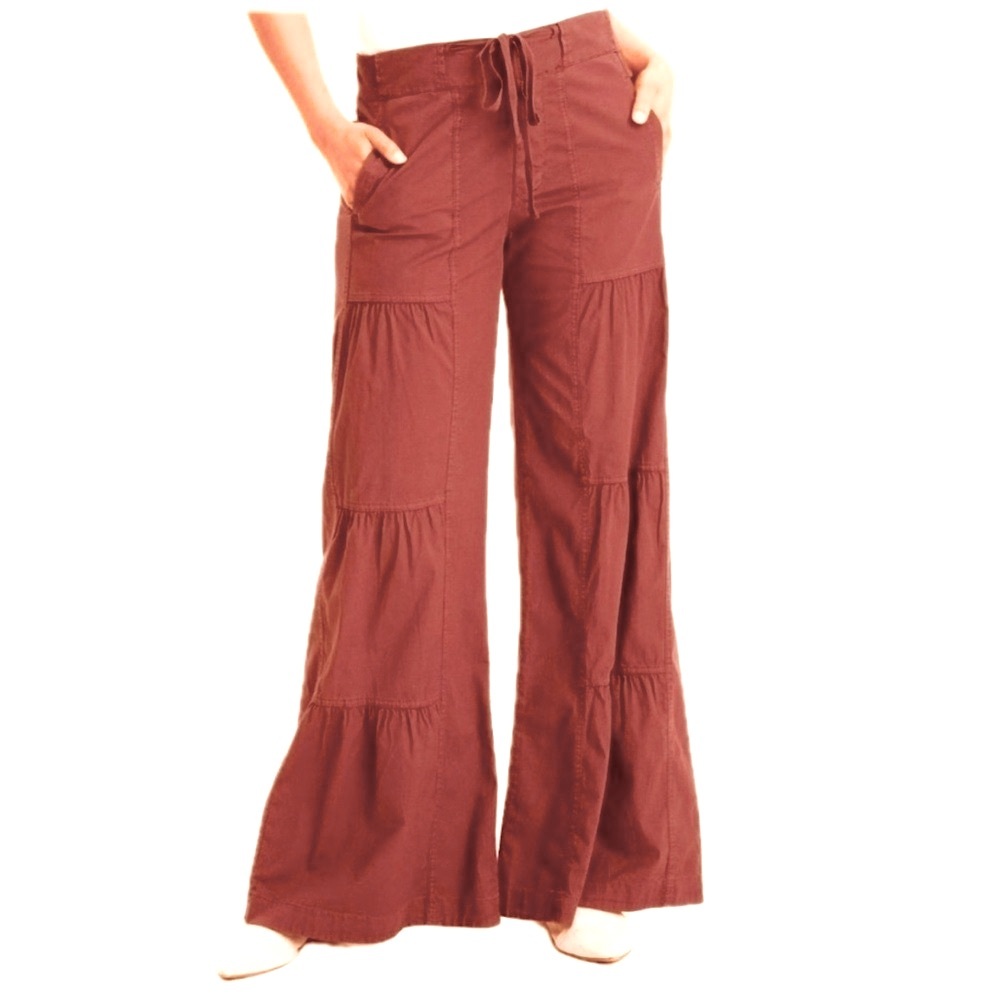 XCVI Wearables TERRACED WIDE LEG PANT Terracotta Rust Palazzo Breathable Cotton